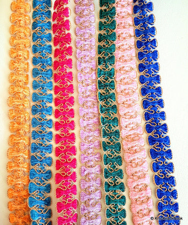 Pink Trim With Gold Border Piping, Approx. 25mm, Craft Ribbon